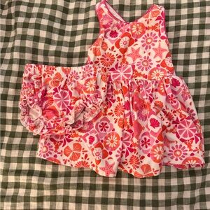 Floral Pink and Orange Racerback Dress Set